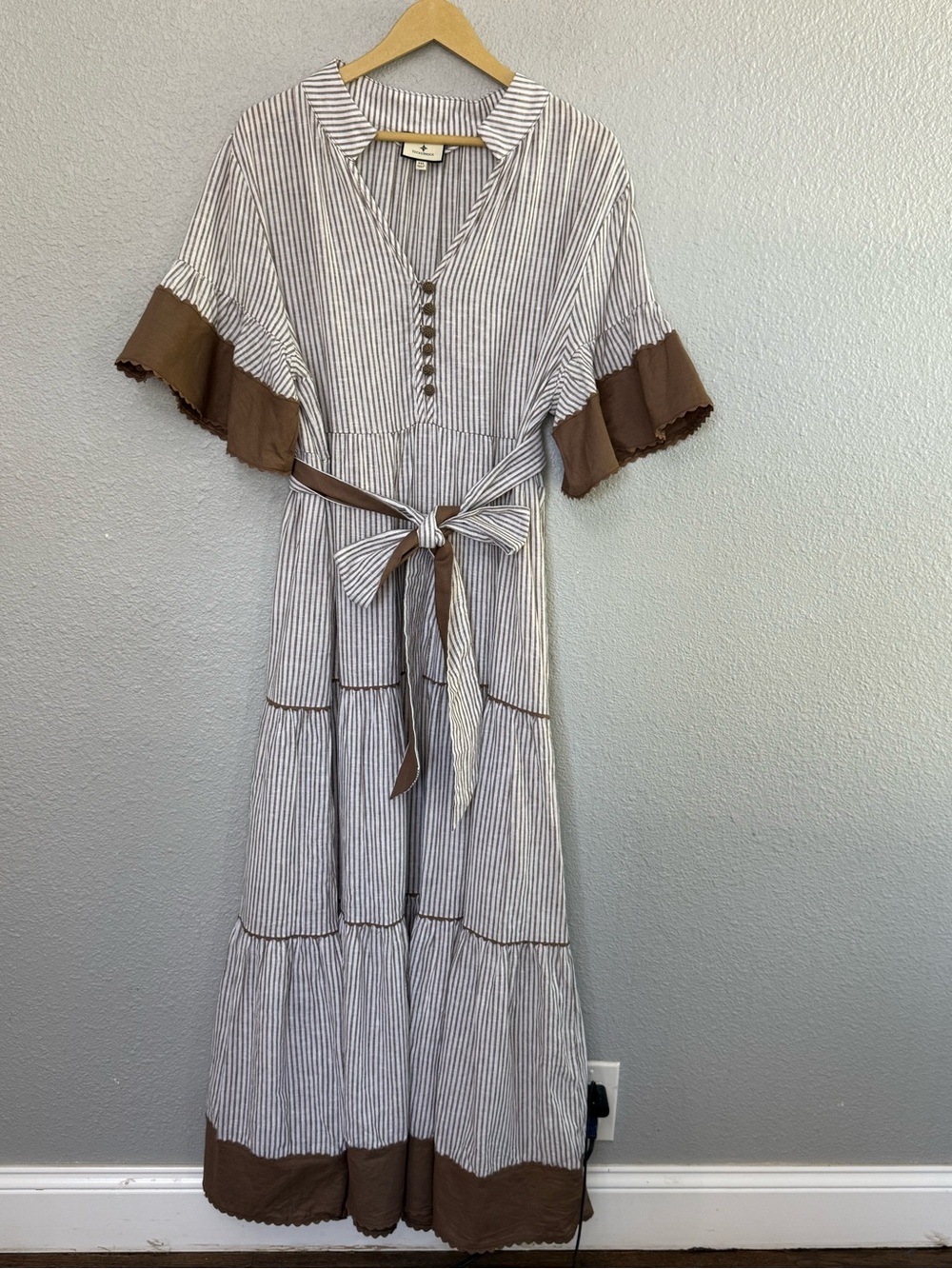 Tuckernuck Striped Cotton Linen Midi Dress Size XXL